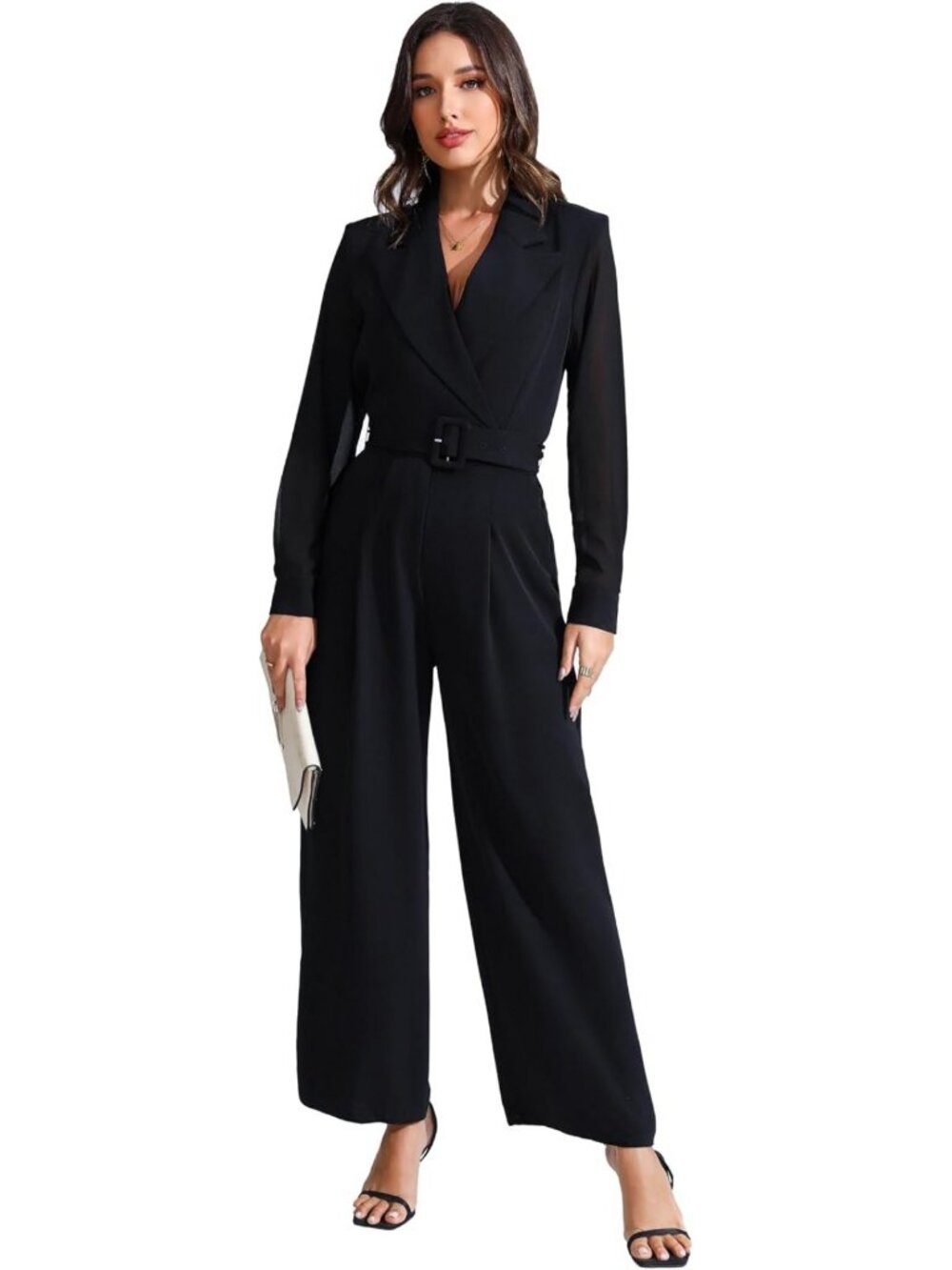 Chic Long Sleeve Dressy Jumpsuit for Women | Elegant Formal Pantsuit Outfit